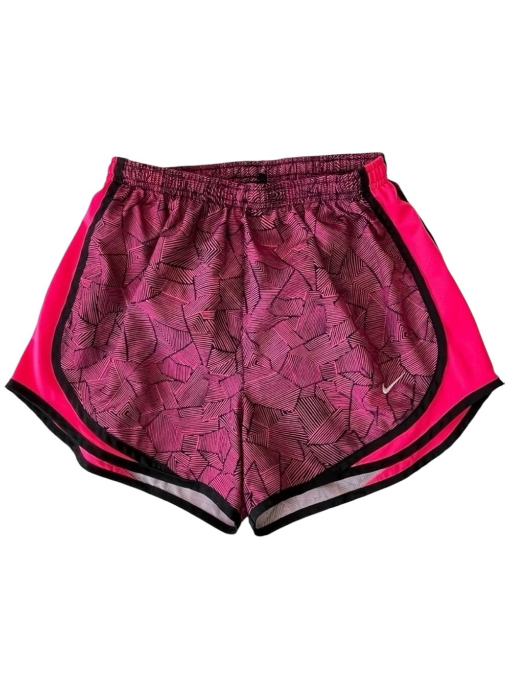 Nike Dri-fit Tempo Pink & Black Patterned Shorts with Embroidered Logo Sz. Small